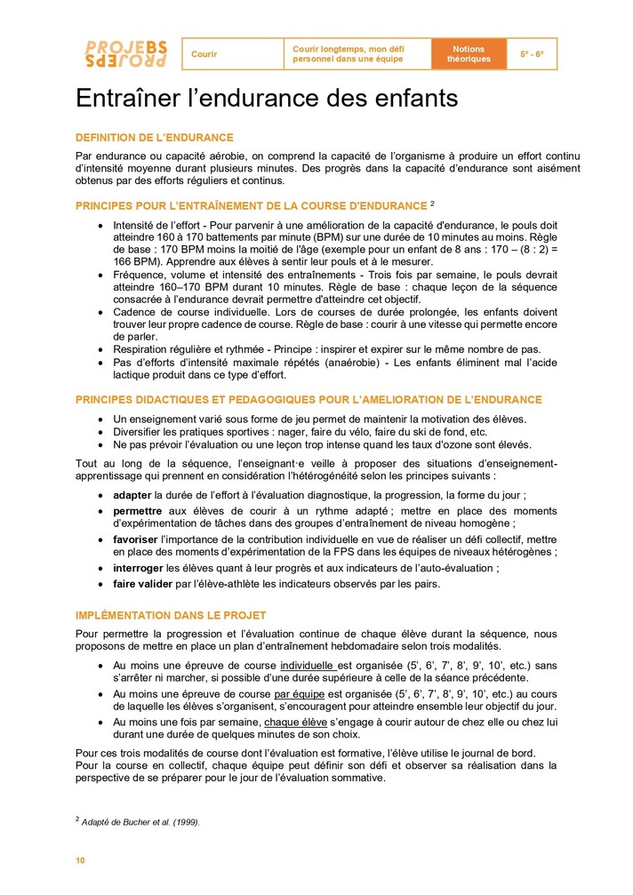 Entraîner l'endurance des enfants