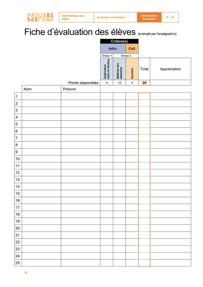 Fiche d’évaluation