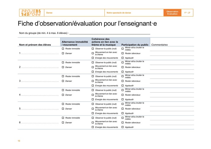 fiche observation